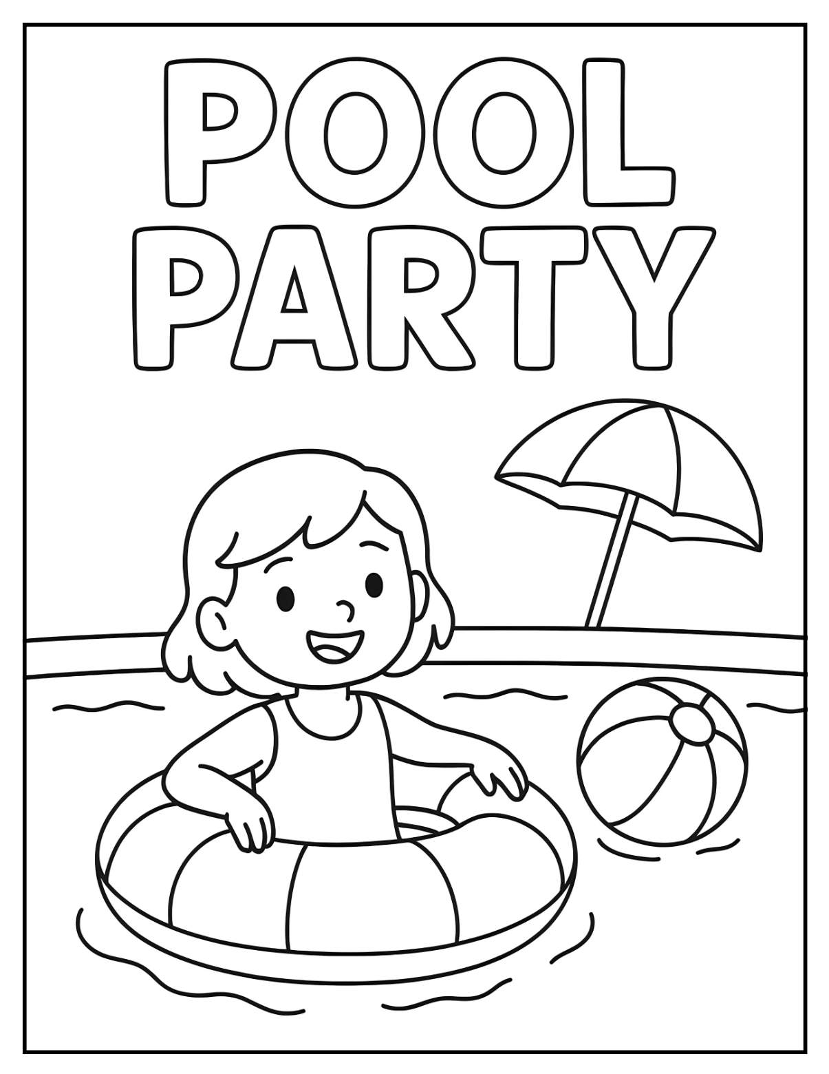 Pool Party Coloring Pages Printable 2025 