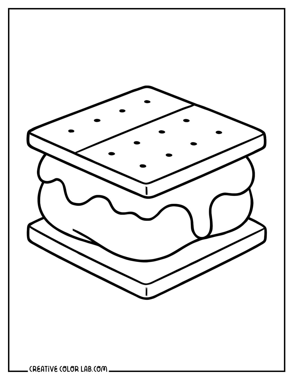 A realistic smore dessert coloring sheet.