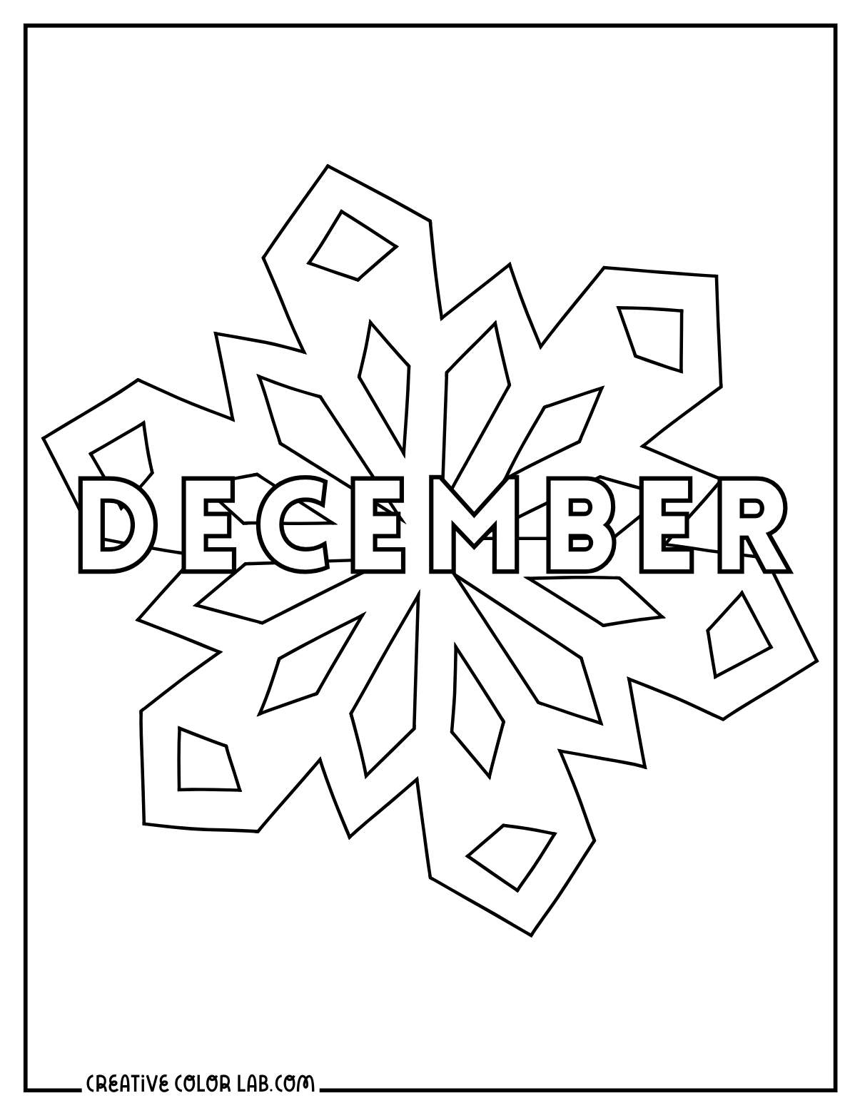 A simple snowflake line art to color in for kids.