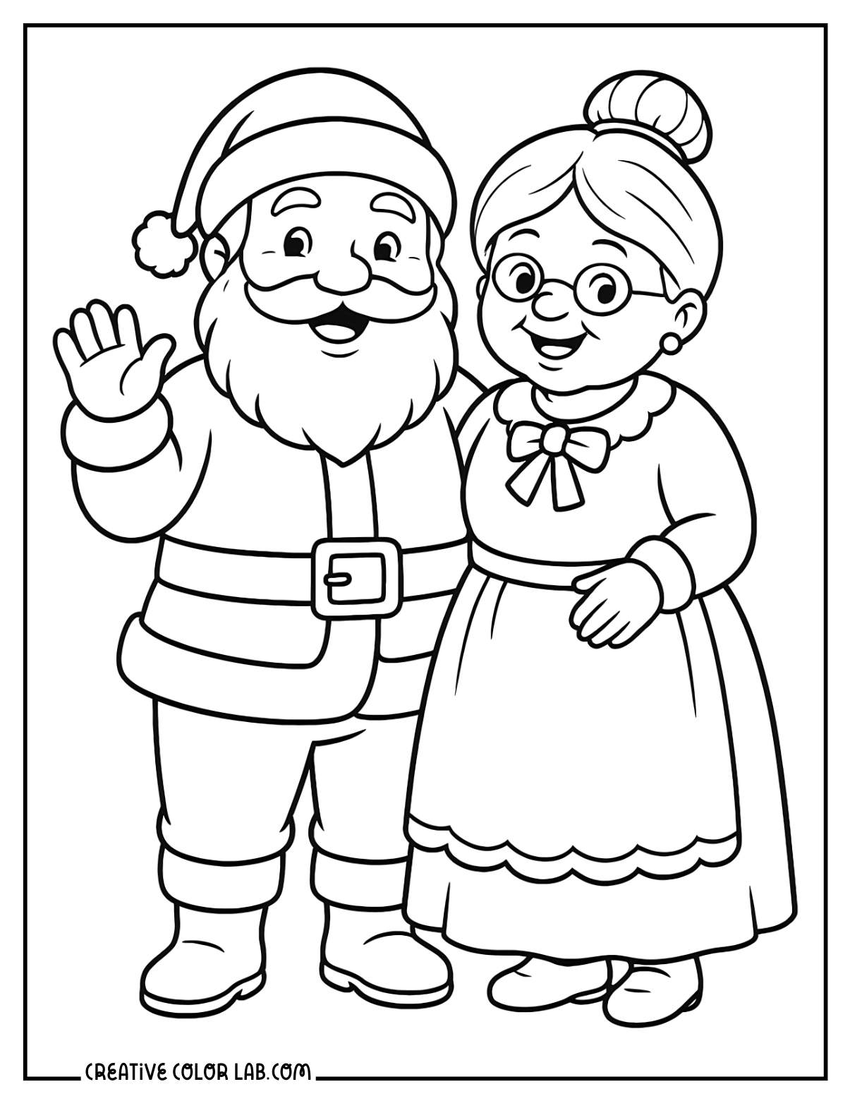 Mr. and Mrs. Claus together coloring sheet.