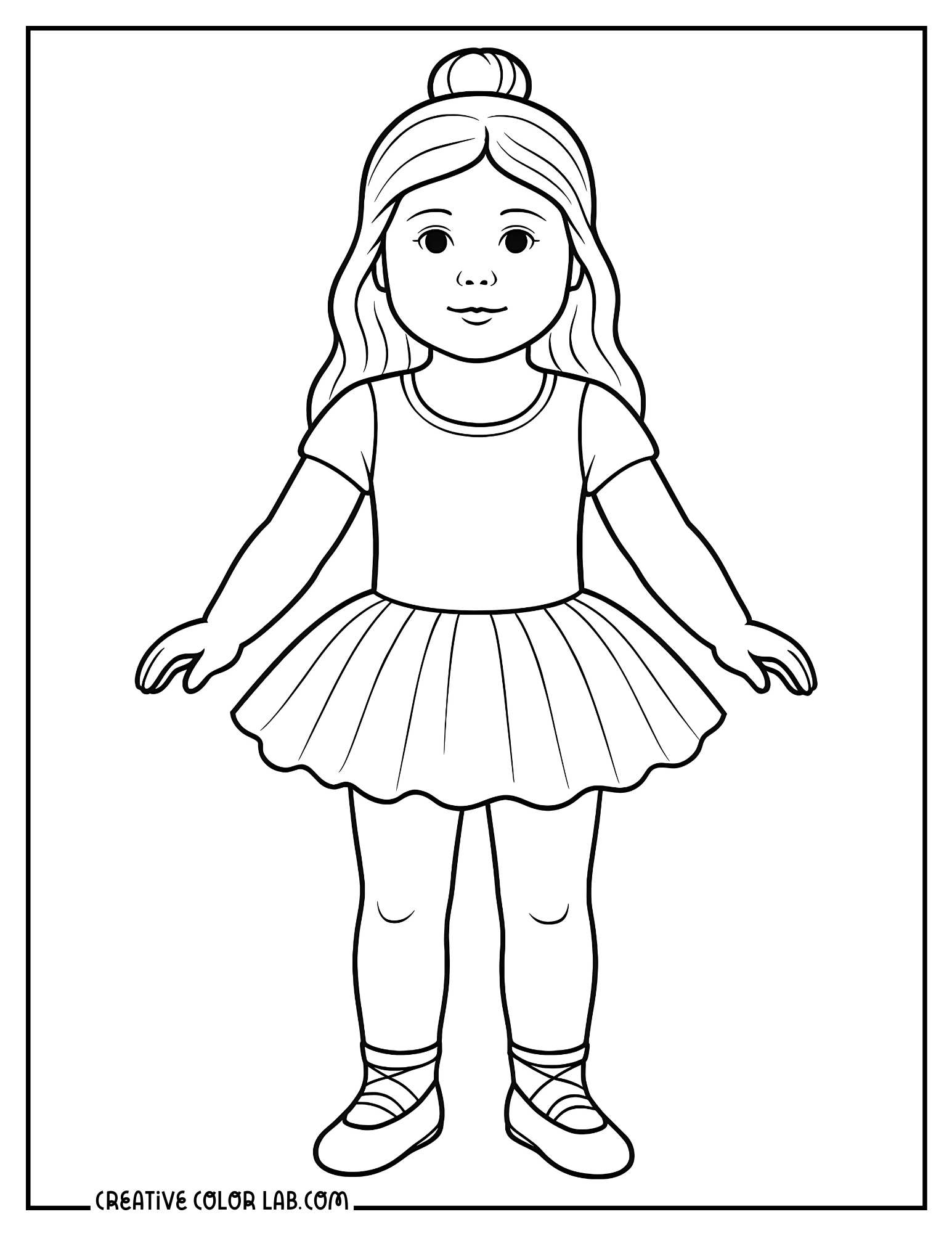 A doll wearing a ballet outfit coloring sheet.