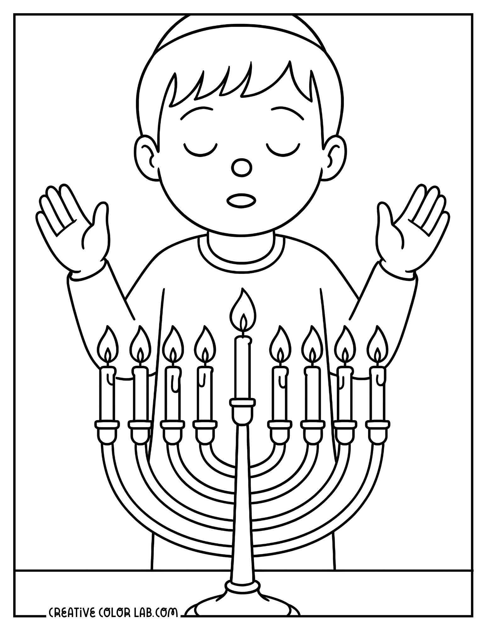 A child saying blessings line art to color in.