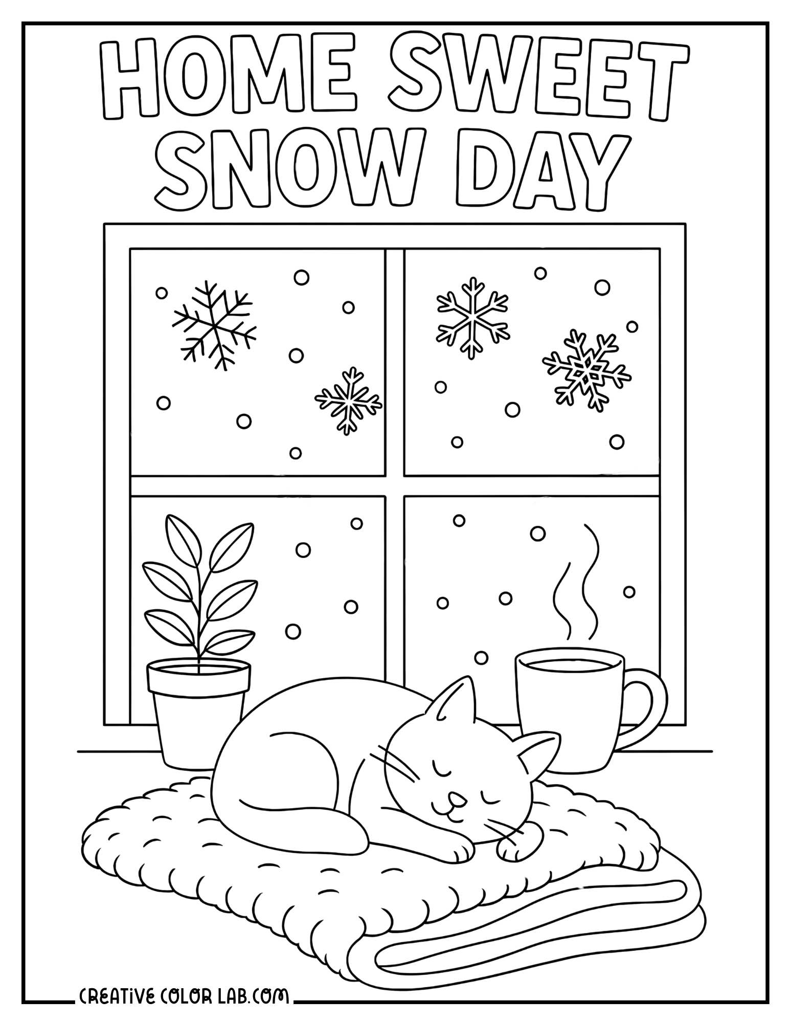 Snow Day Color Worksheet.pdf Snow Day Coloring Page Free Printable | Gerald Printable