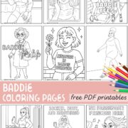 A nine photo grid of baddie coloring pages.