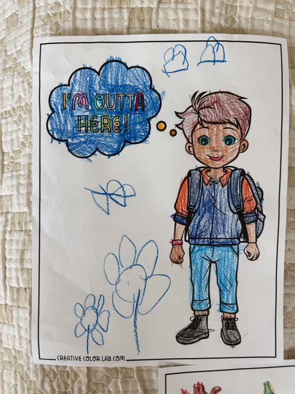 Colored back to school coloring page.