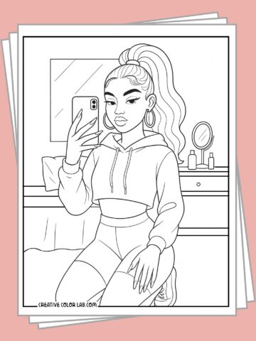 Free baddie coloring page to download.