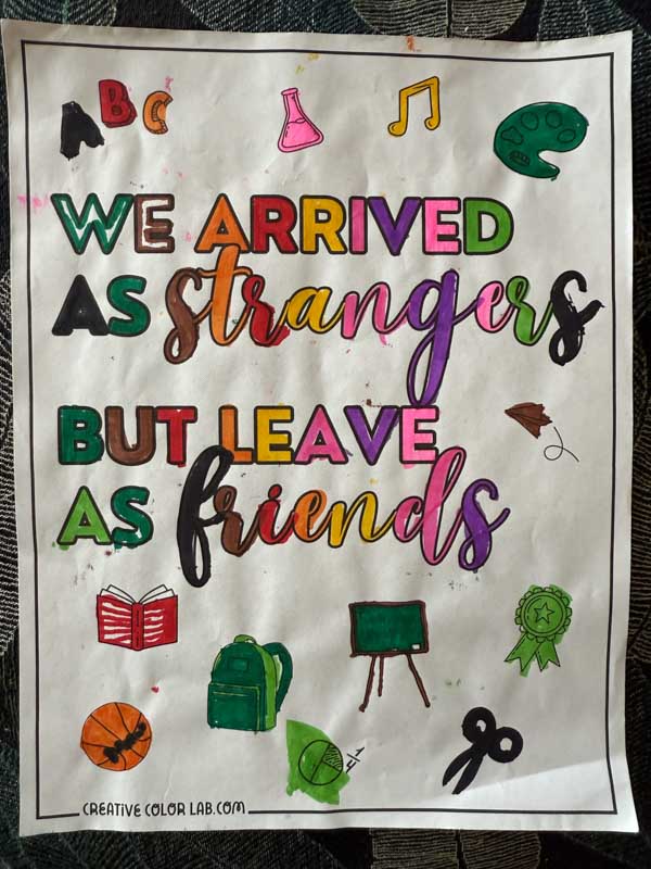 Best friends coloring page completed.