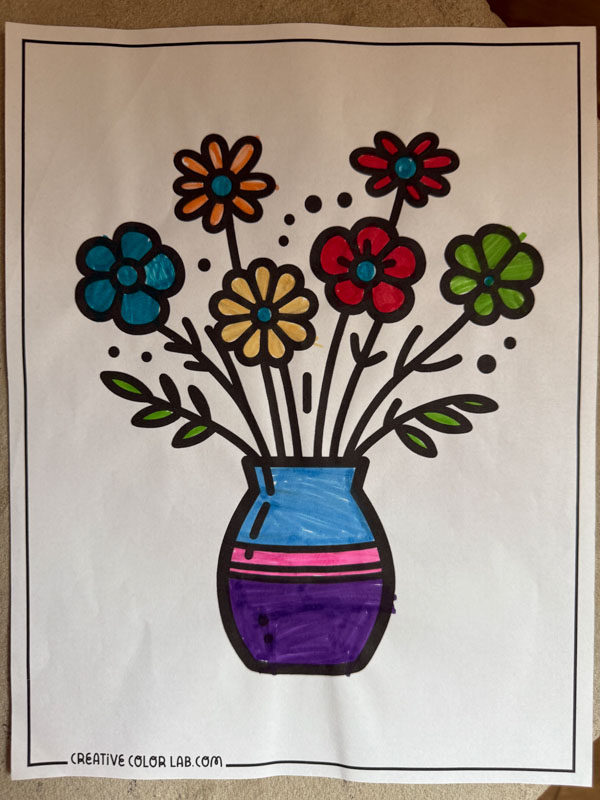 A colored flower coloring page.