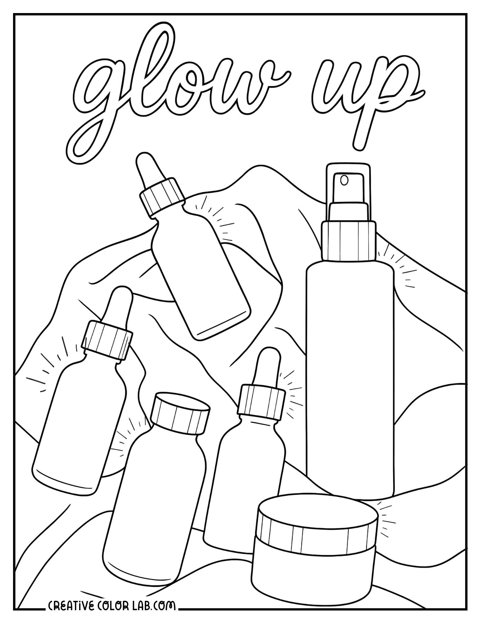 Glow up beauty serums skincare picture to color.