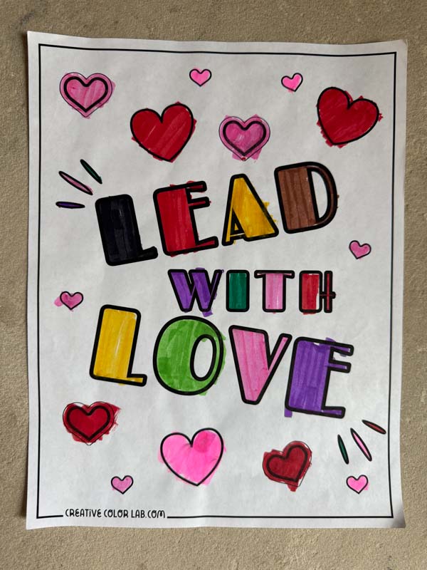 Colored inspirational quote coloring page.