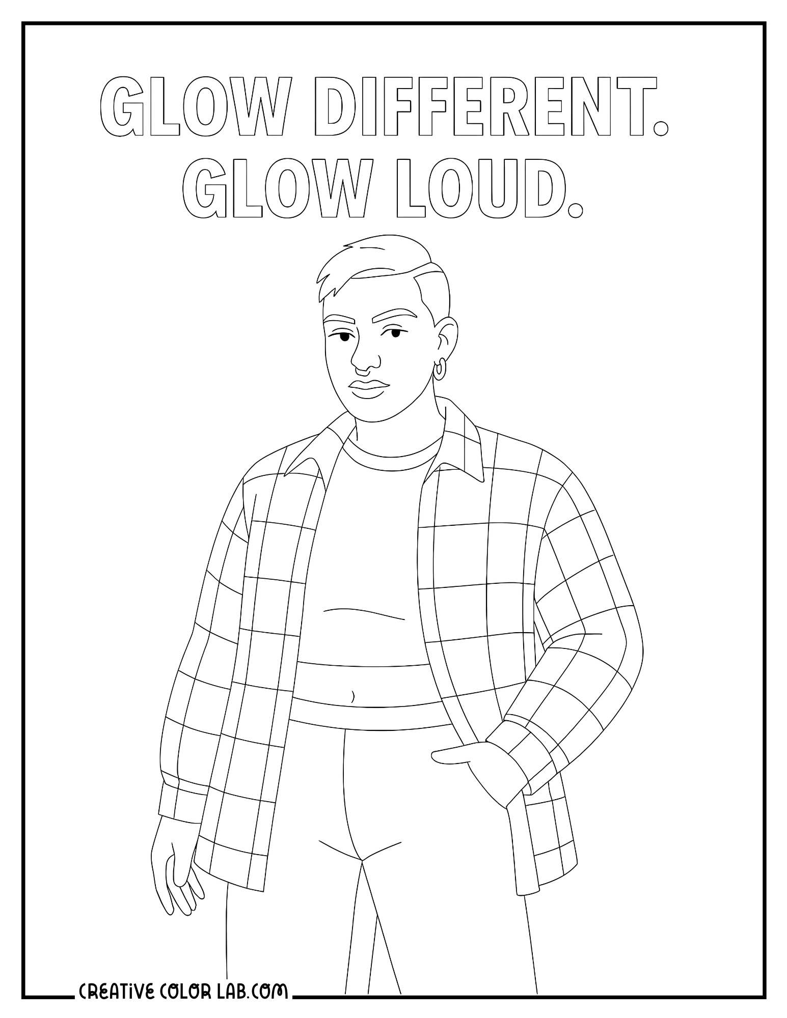 A non-binary baddie glow different coloring sheet.