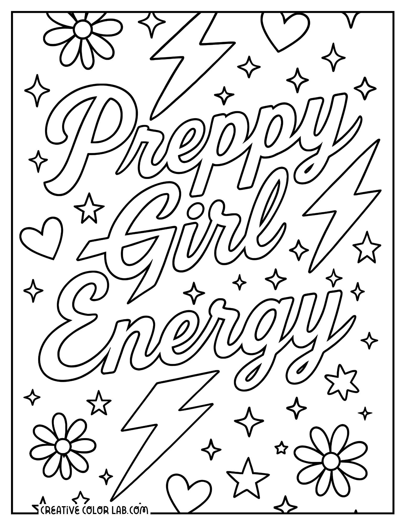 "Preppy girl energy" lightning stars image to color.