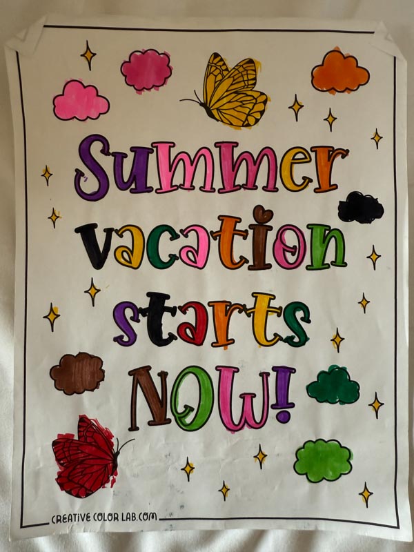 Summer coloring page finished.