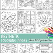Free printable aesthetic coloring pages to download.