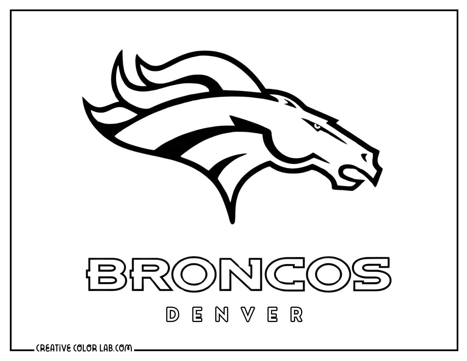 Free Denver Broncos logo line art to color in.