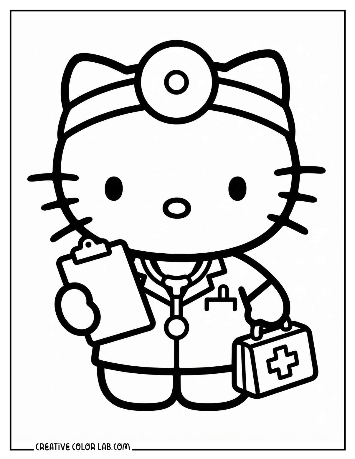 Hello Kitty as a doctor picture to color.