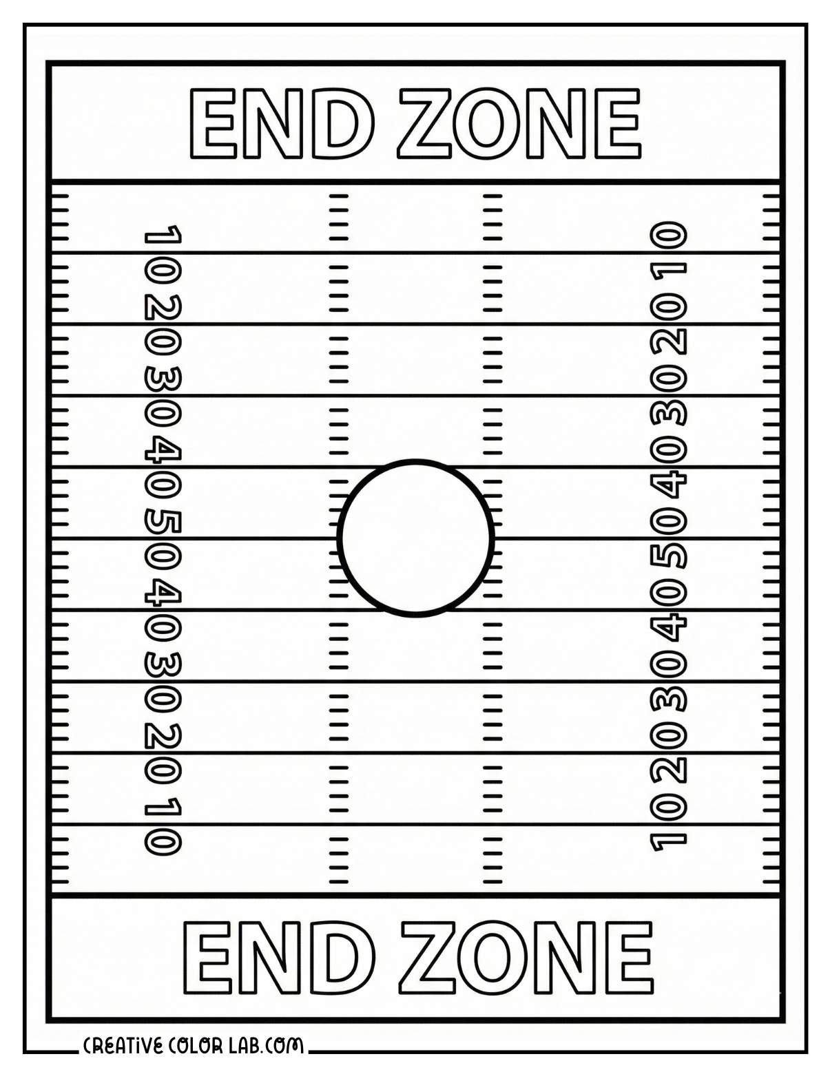 Football field diagram line art to color in.