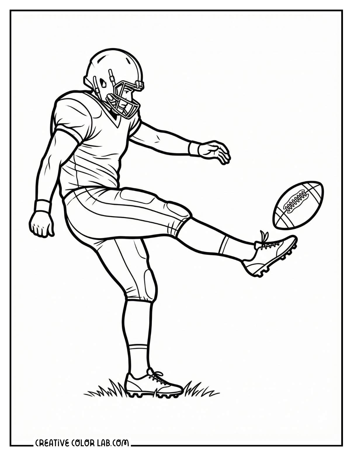 Football kicker field goal action picture to color.