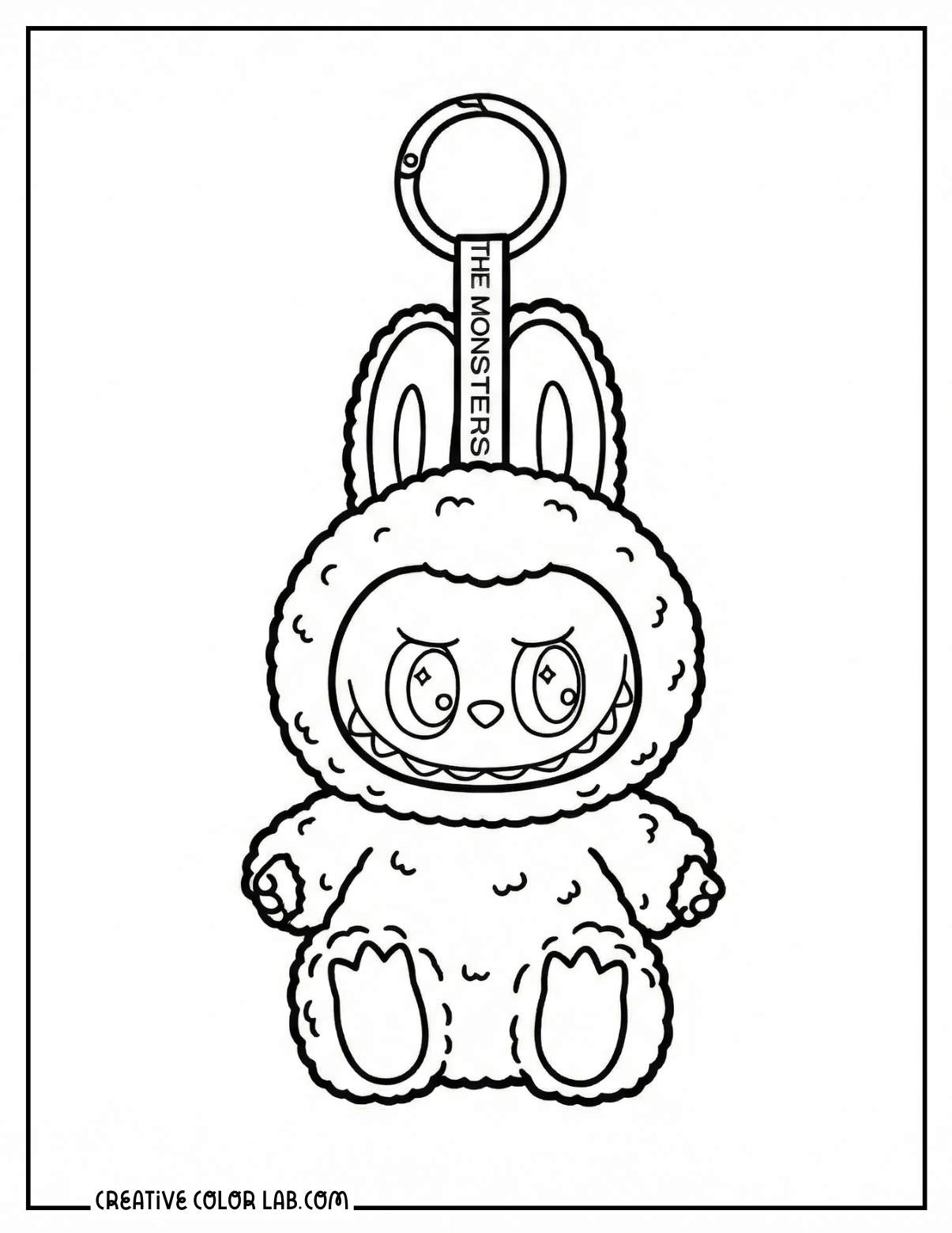 A Have a seat vinyl plush labubu coloring page.