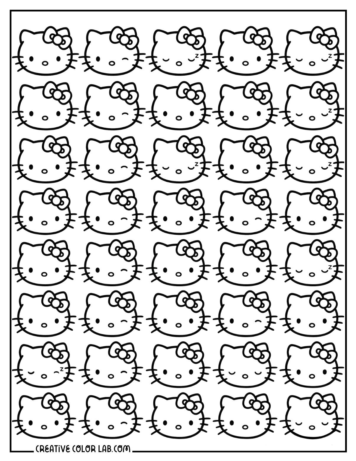 Repeating Hello kitty face image to color.
