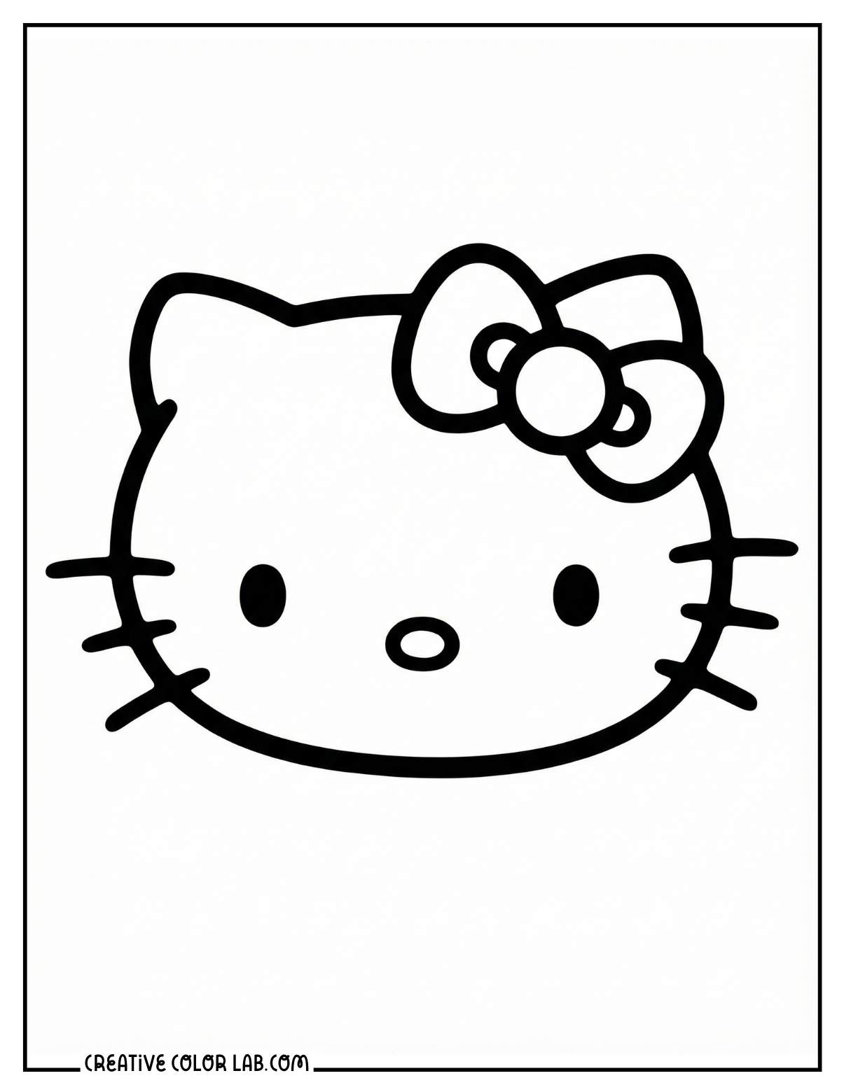Easy Hello kitty face line art to color in for kids.
