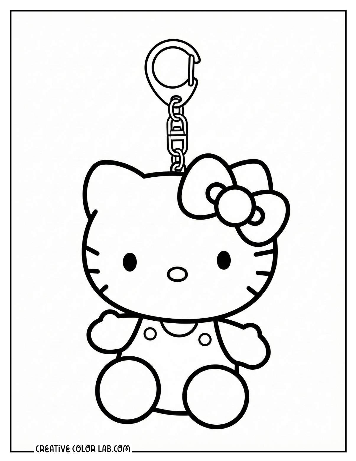 A Hello kitty plush keychain picture to color.