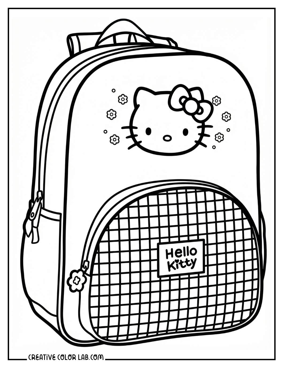 A Hello Kitty backpack coloring page.