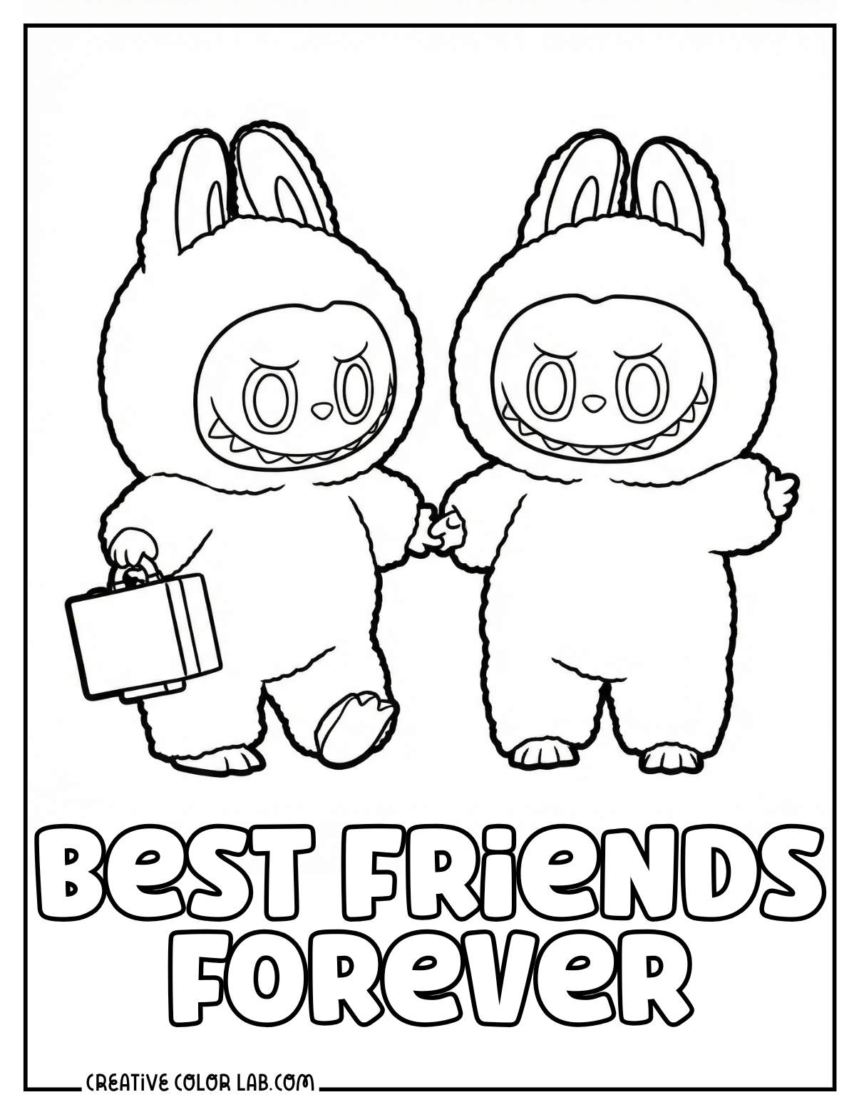 Two labubu best friends coloring sheet.