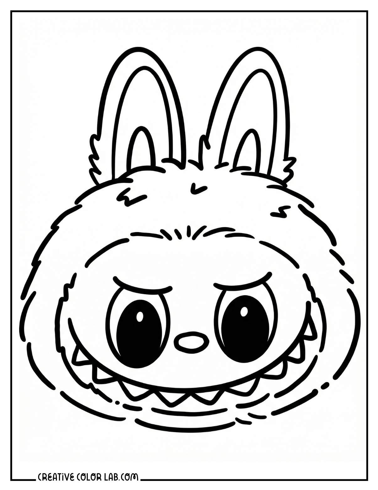 Labubu classic face coloring sheet.