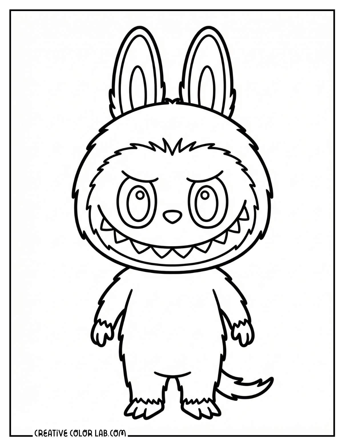 A Labubu the Monster image to color for kids.