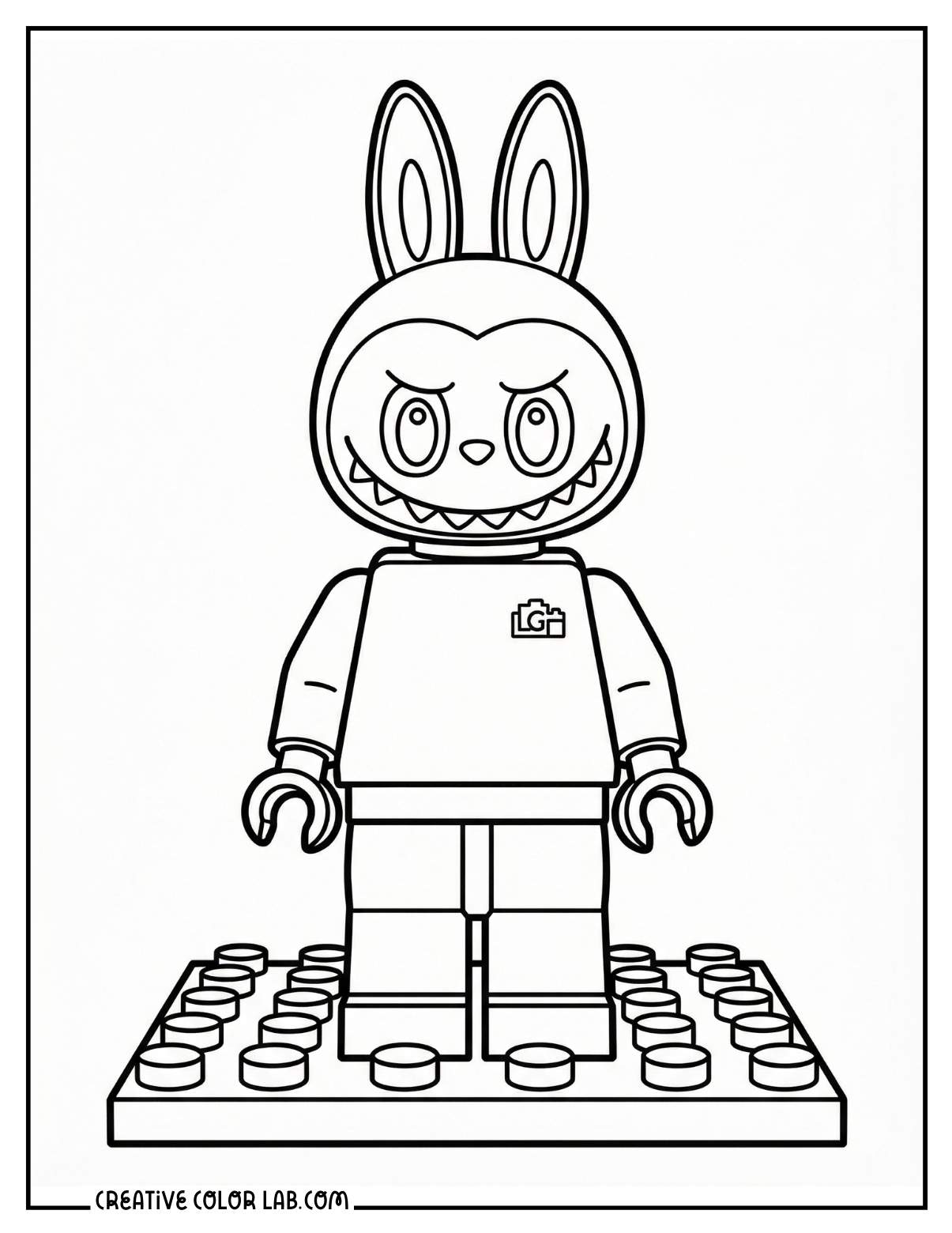 A Lego style labubu picture to color.