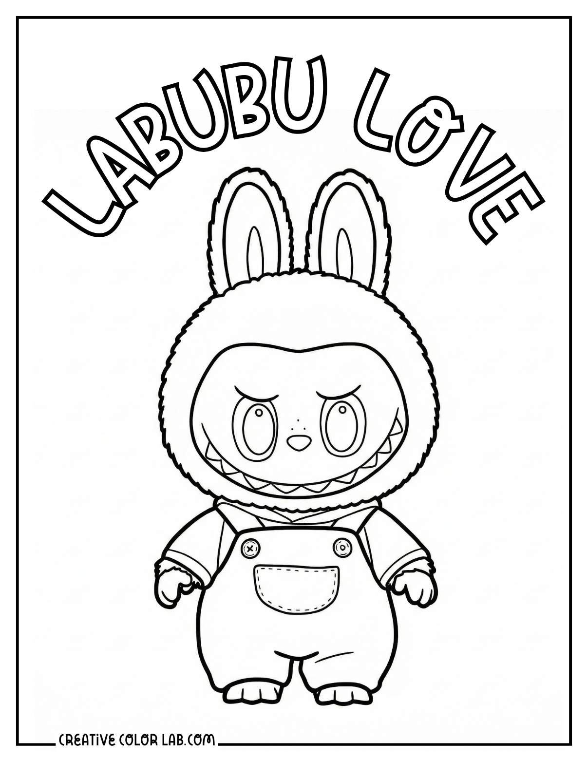 A Macaron vinyl face labubu love coloring sheet.