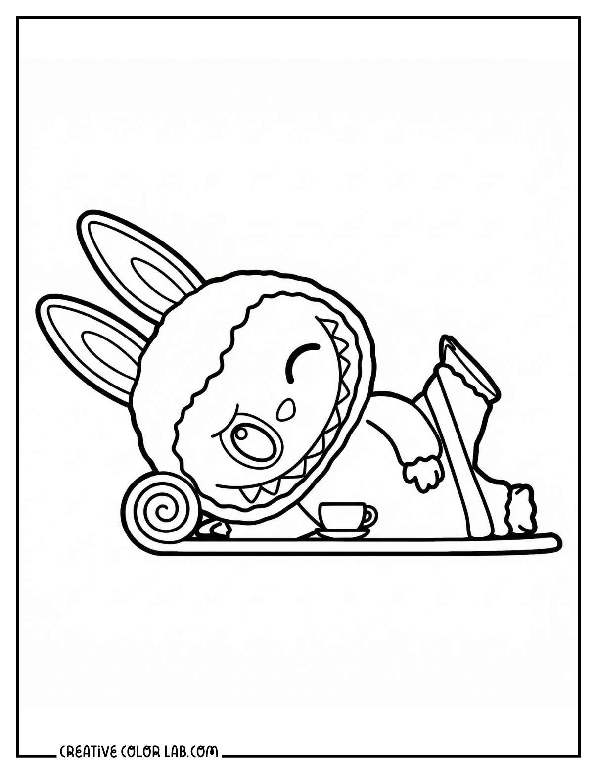 The Monsters lazy yoga figure image to color.