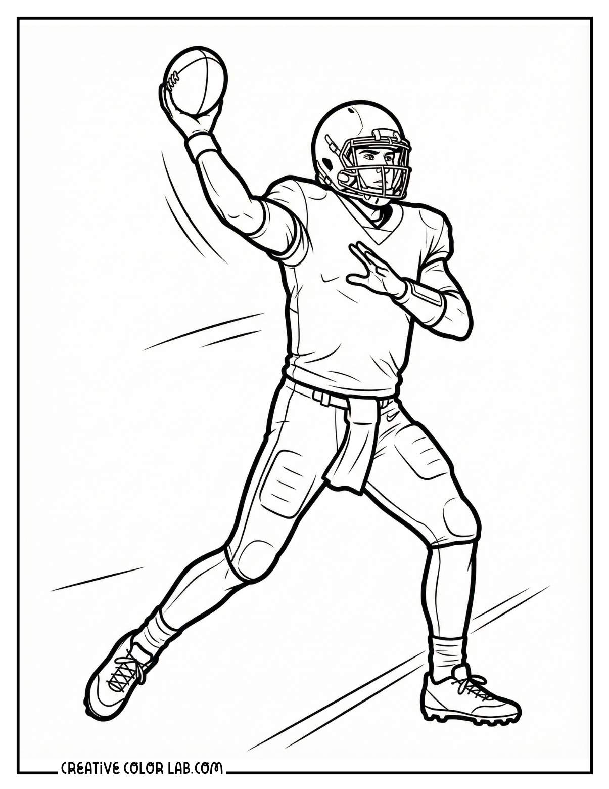 A quarterback throwing the football coloring sheet.