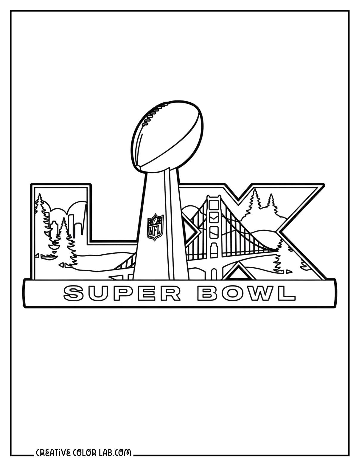 A super bowl LIX logo coloring page.