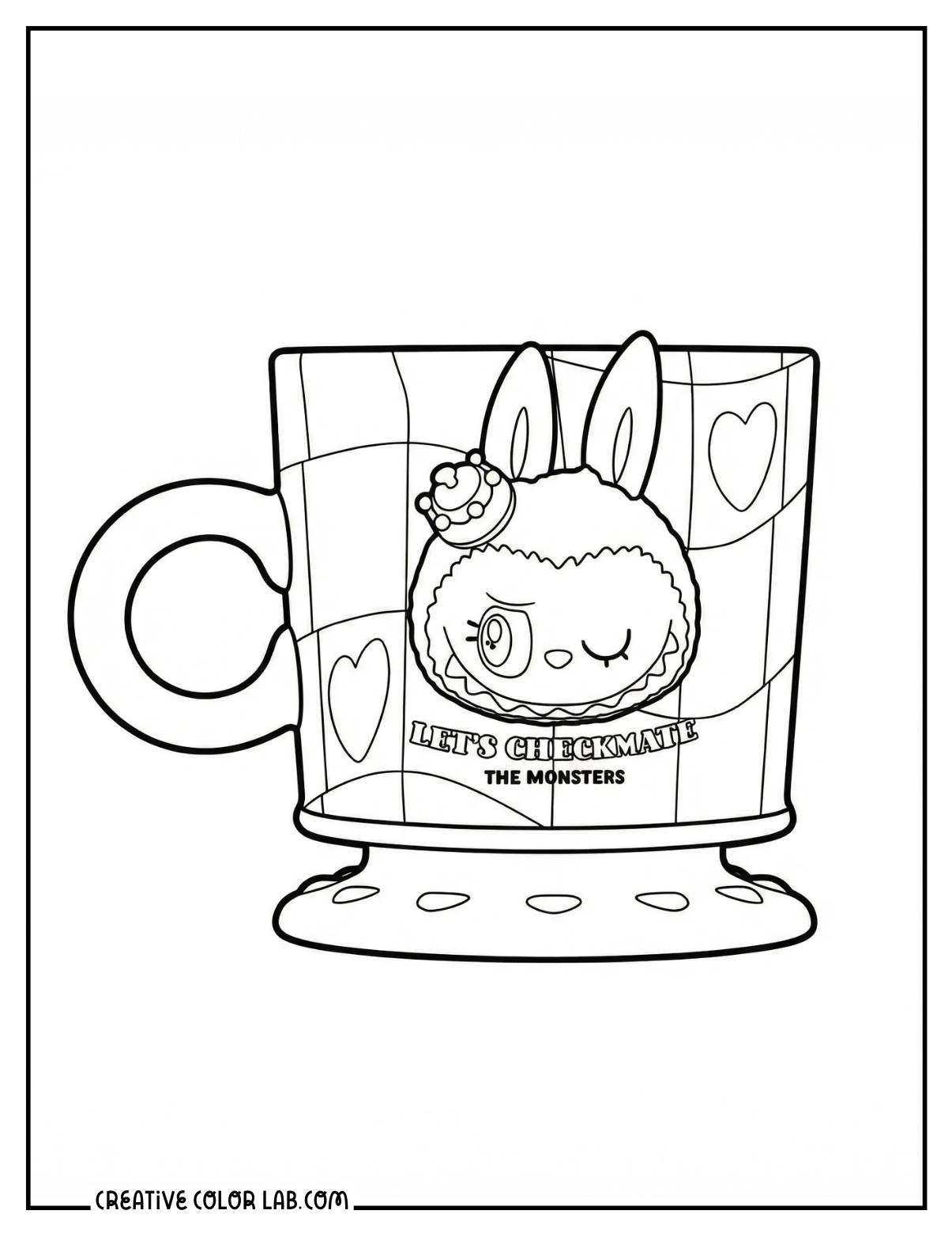 The Monsters "Let's Checkmate" mug picture to color.