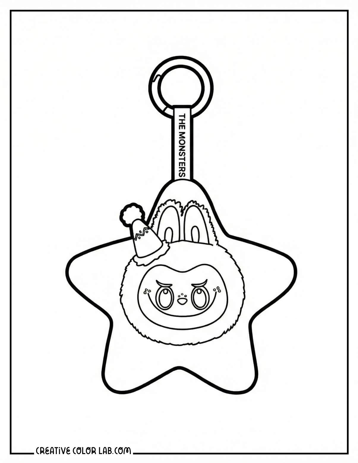 The Monsters sparkly plush star pendant coloring sheet.