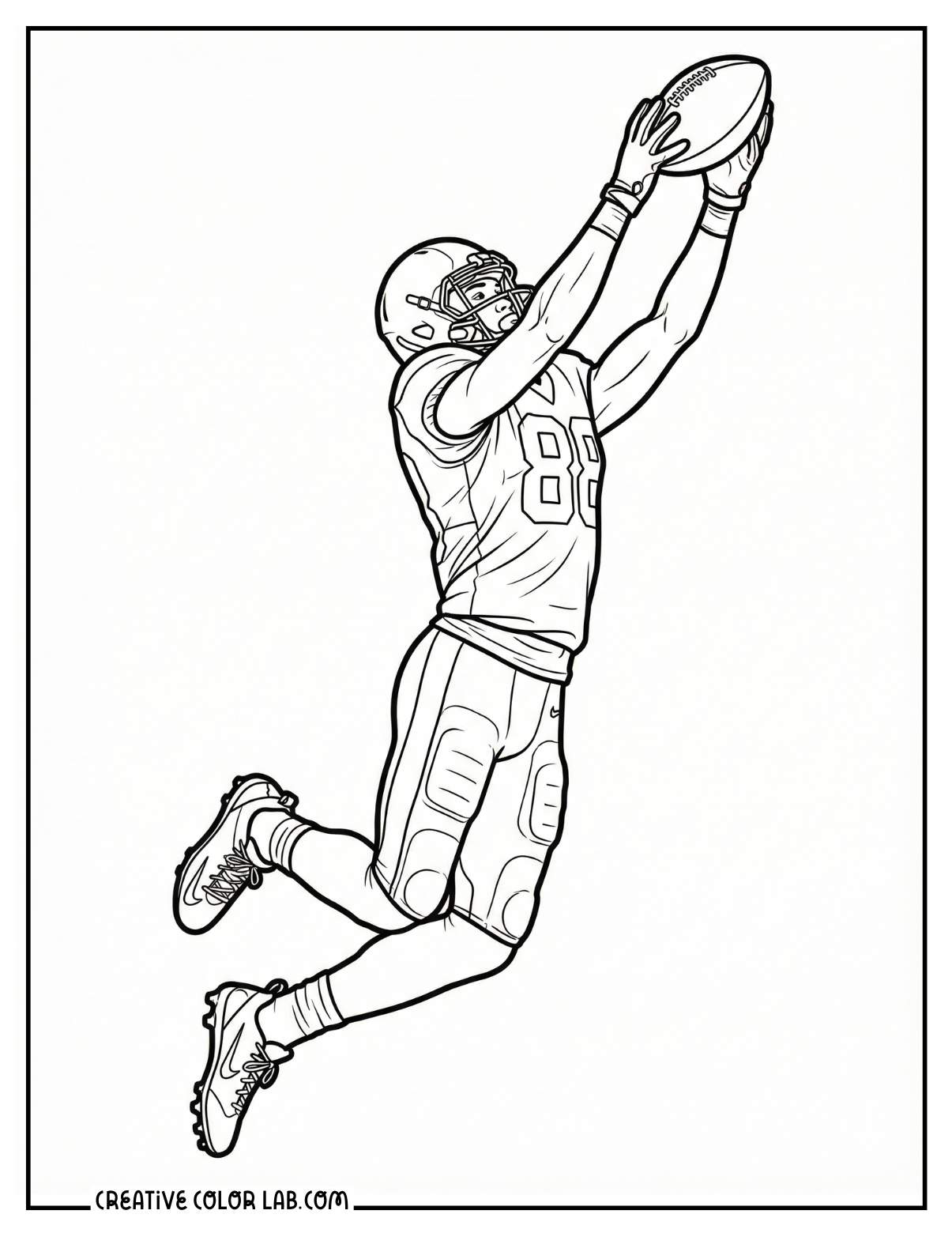 A wide receiver catching football image to color.