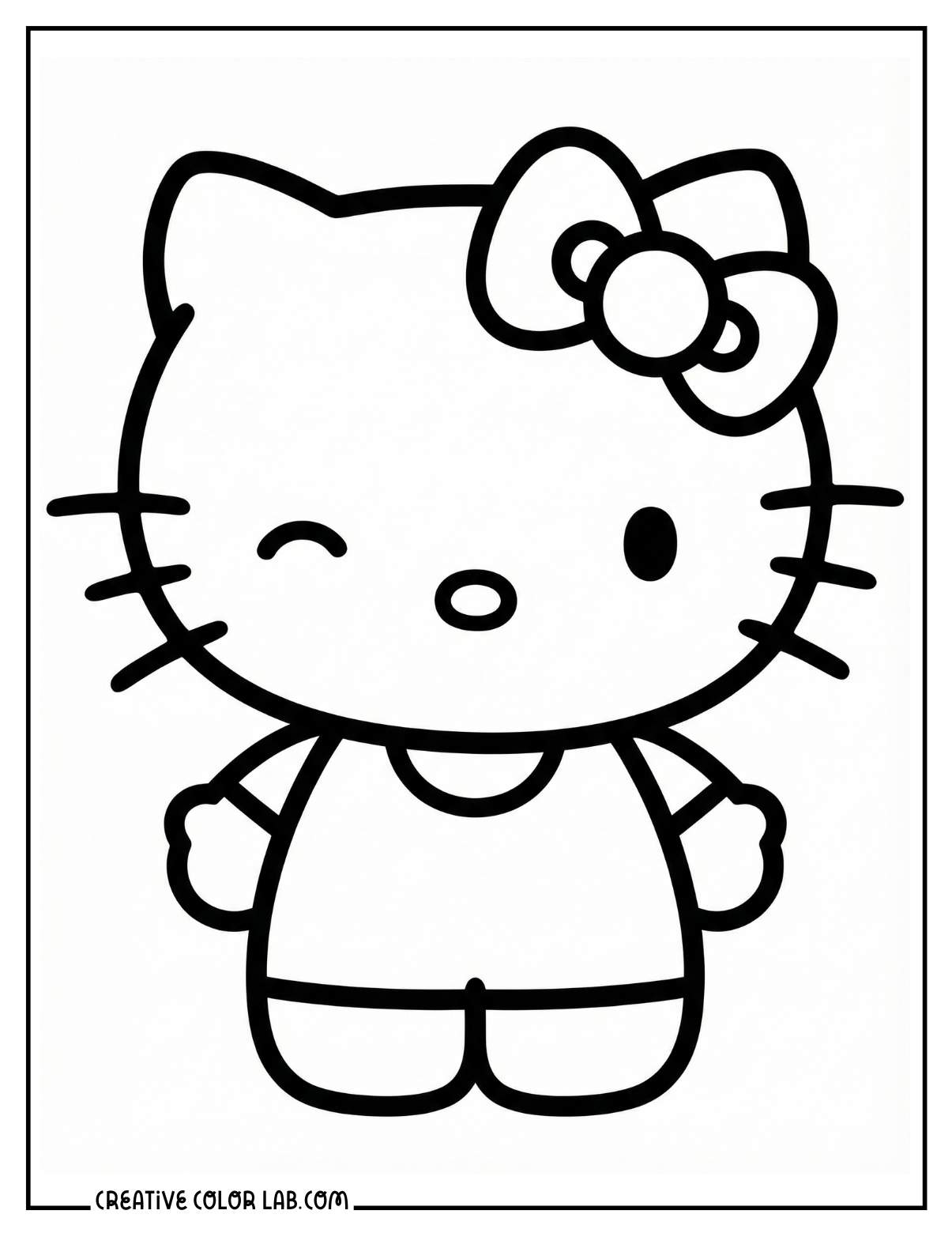 Hello kitty winking image to color for kids.