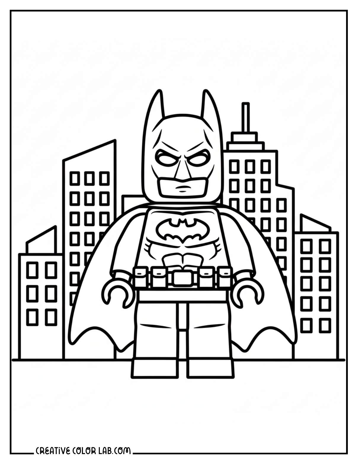 A batman lego superhero coloring page.