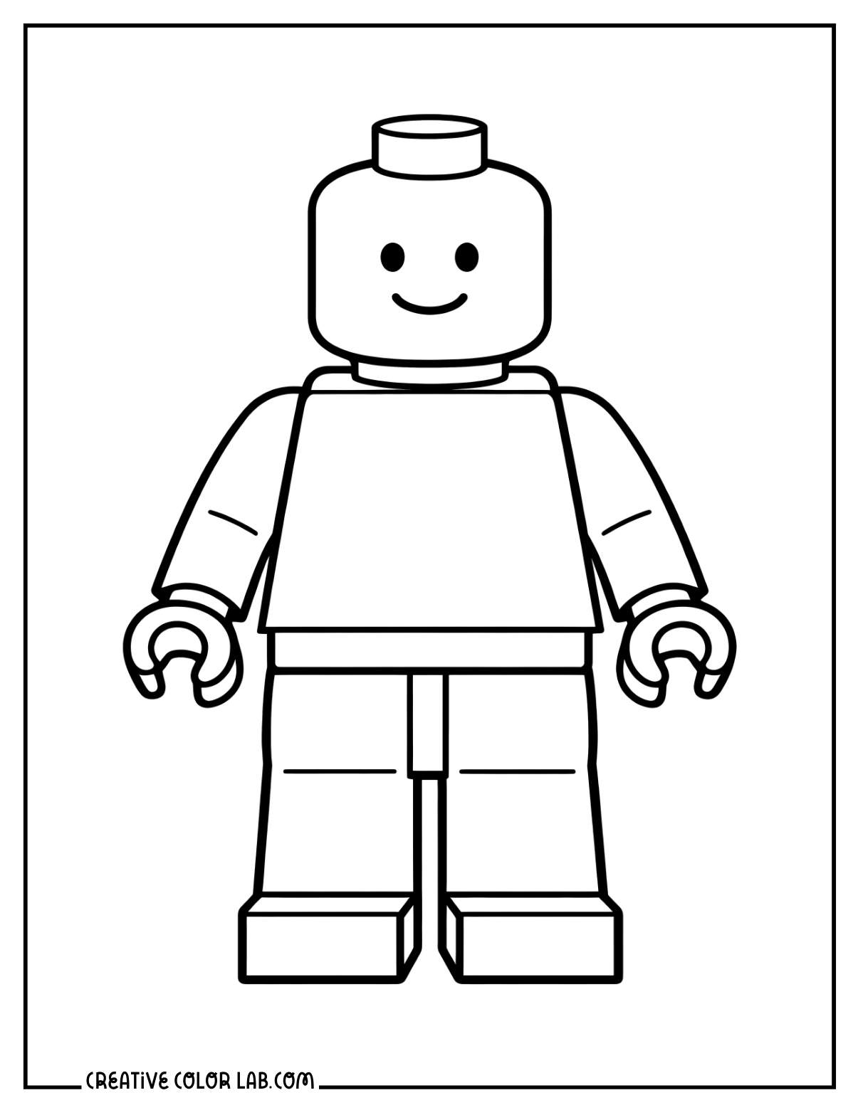 A classic lego figure coloring page.