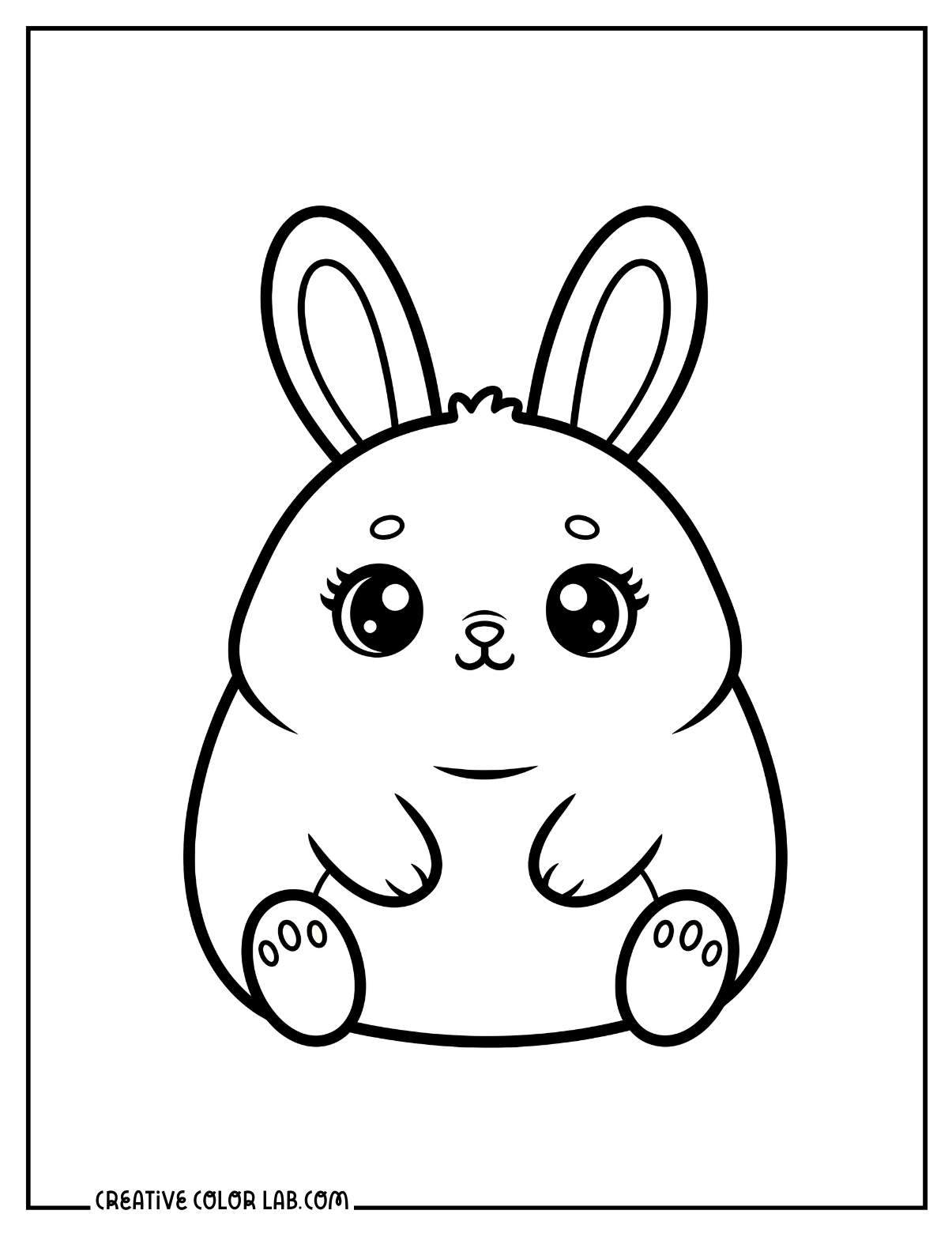 A chibi squishmallow bunny plush coloring page for kids.