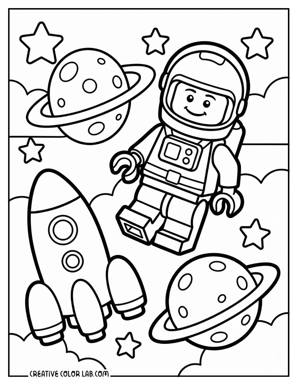 A space astronaut lego coloring page.